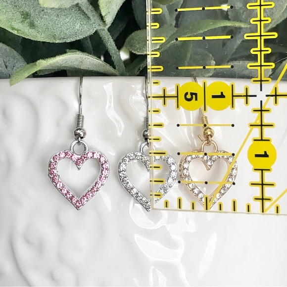 New Sparkling Rhinestone Dangle Drop Earrings Heart Hoop Elegant Gift Wedding - Picture 4 of 6